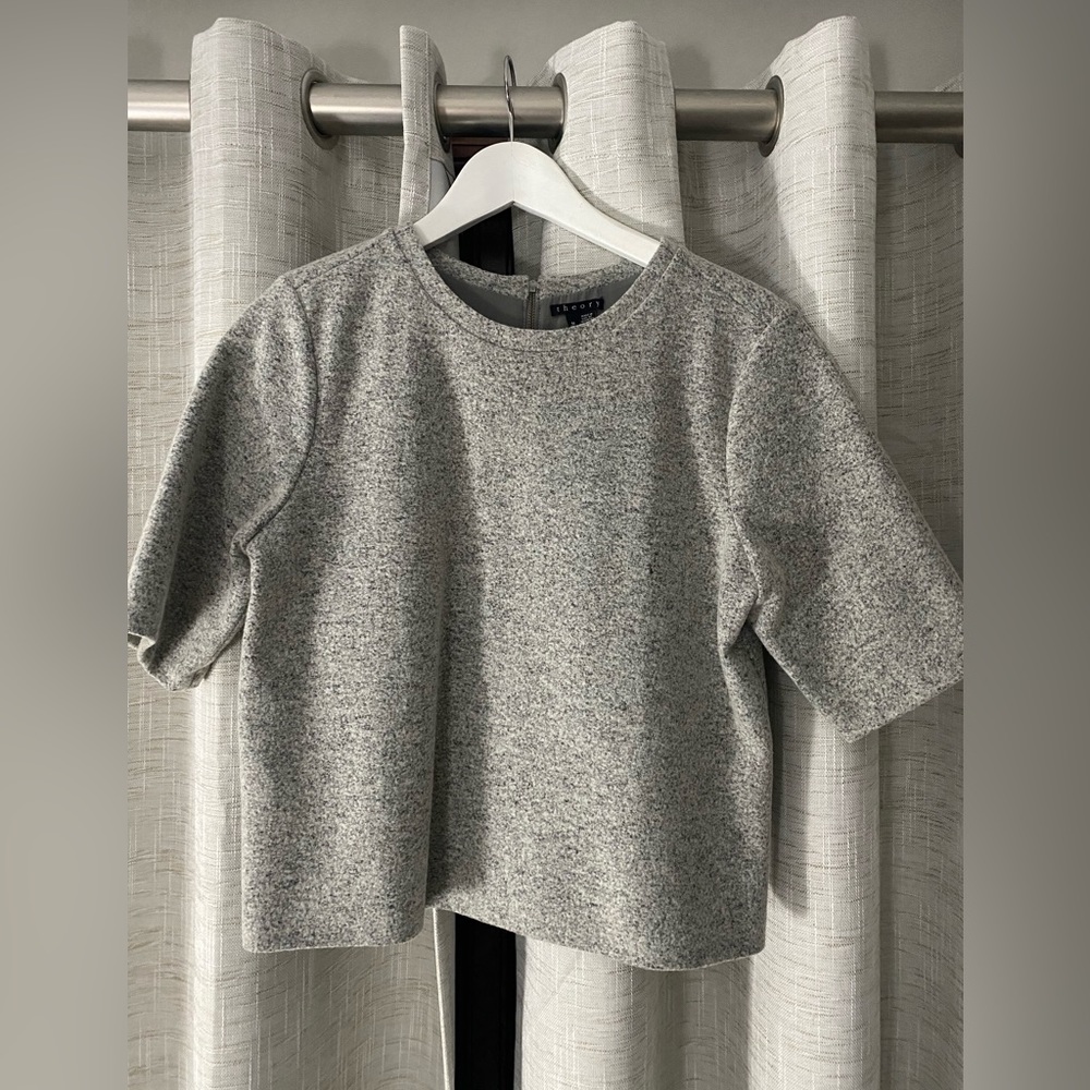 Theory Hesha B Felt knit wool zipper top